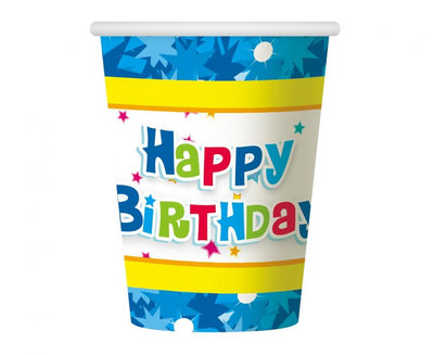 Papirnati kozarci - Happy Birthday, modra barva
