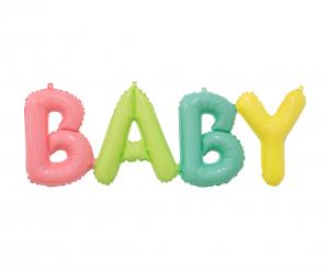Folija balon za baby shower, napis: "Baby", več barv, 85x29cm