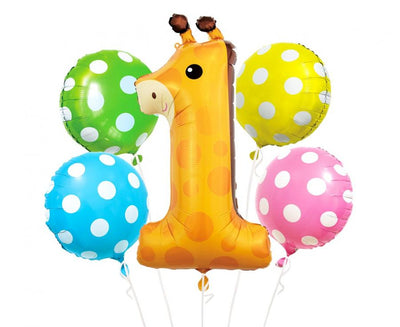 Balon folija - Številka 1 Žirafa z baloni, set
