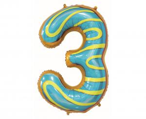 Balon folija - številka 3, piškotek / Cookie, 78cm