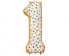 Balon folija - številka 1, piškotek / Cookie, 78cm