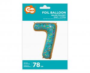 Balon folija - številka 7, piškotek / Cookie, 78cm