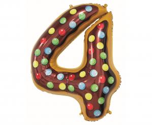 Balon folija - številka 4, piškotek / Cookie, 78cm