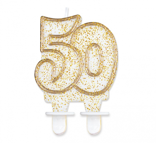 Svečka za torto številka 50 – zlata
