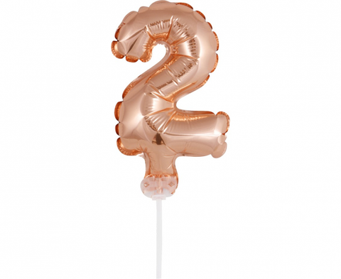 Balon na palčki – številka 2, roza zlata, 13 cm