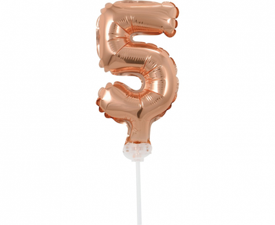 Balon na palčki številka 5, roza zlata barva, 13cm