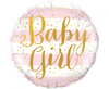 Balon folija - Baby girl, pikice, roza barva