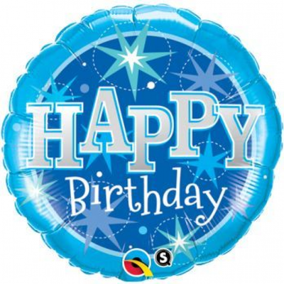 Balon folija - Happy Birthday, modra