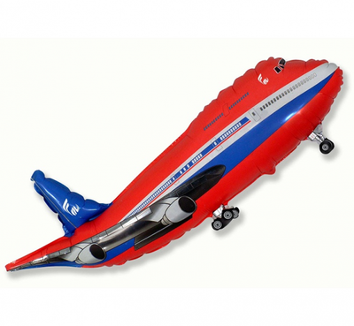 Balon folija - Letalo, rdeča barva, 100 cm - Mojbalon
