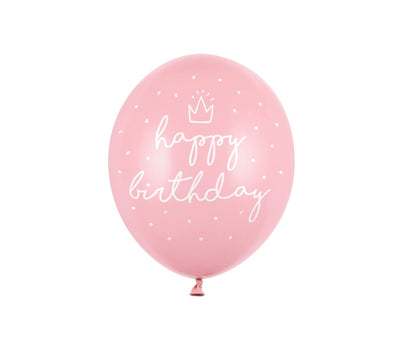Balon iz lateksa - Happy Birthday, 6kom, roza barva