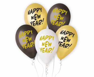 Baloni iz lateksa Happy New Year, 5 balonov