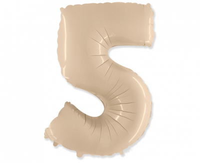 Balon folija - številka 5, bež, 66 cm