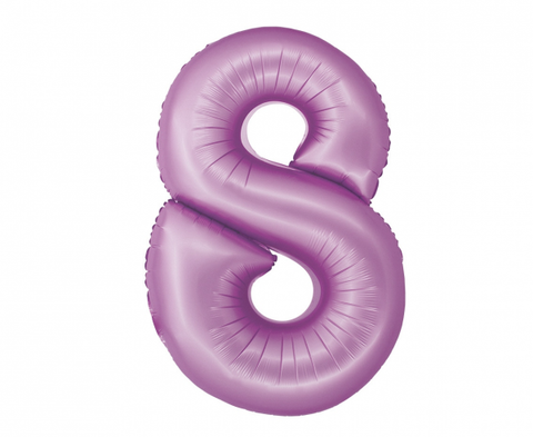 Balon za rojstni dan – številka 8, sivka barva, 76 cm