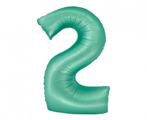 Balon za rojstni dan – številka 2, mint barva, 76 cm
