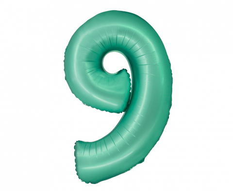 Balon za rojstni dan – številka 9, mint barva, 76 cm
