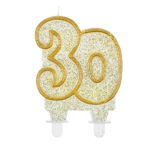 Svečka za torto številka 30 – zlata