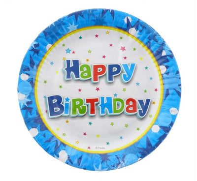 Papirnati krožniki -Happy Birthday 18cm modra barva