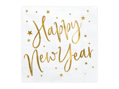 Papirnate serviete - Happy New Year, bela barva