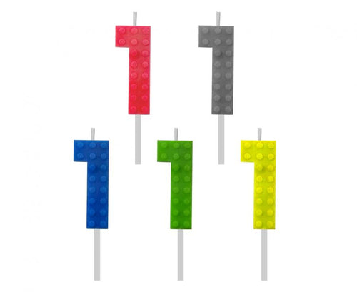 Svečka za torto številka 1 – Blocks, 1 kos, 9 cm