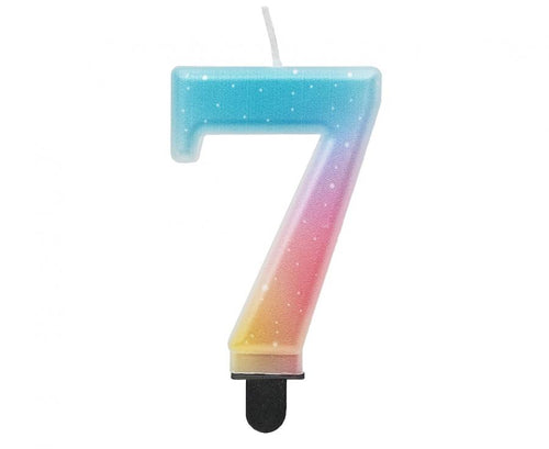 Svečka za torto številka 7 – Ombre pastel, 8 cm