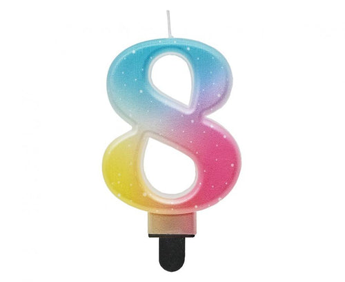 Svečka za torto številka 8 – Ombre, pastel, 8 cm