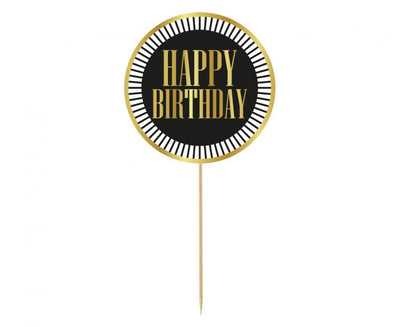 Topper za torto - Happy Birthday, črno zlata barva 2