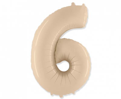 Balon folija - številka 6, bež, 66 cm