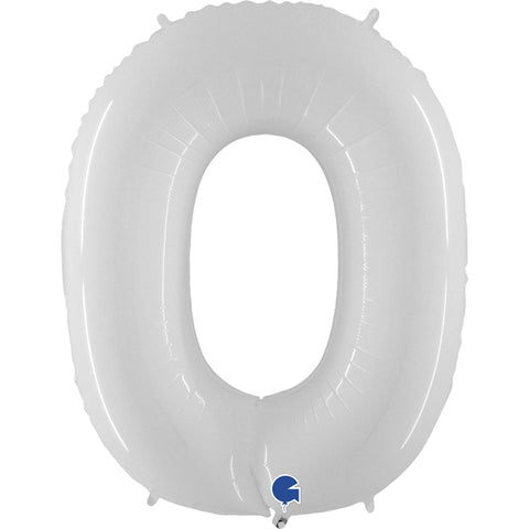 Balon za rojstni dan številka 0, bela barva, 102 cm
