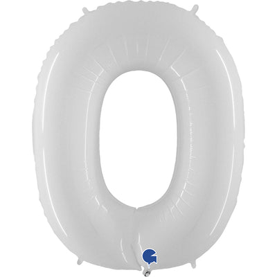 Balon za rojstni dan številka 0, bela barva, 102cm
