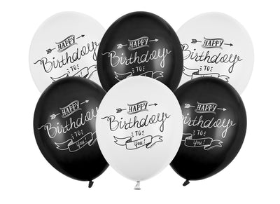 Baloni iz lateksa za rojstni dan Happy Birthday to you, 30cm, 6 balonov