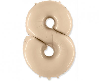 Balon folija - številka 8, bež, 66 cm