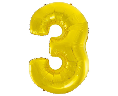 Balon za rojstni dan številka 3, zlata barva, 92 cm
