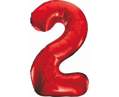 Balon za rojstni dan številka 2, rdeča barva, 85cm