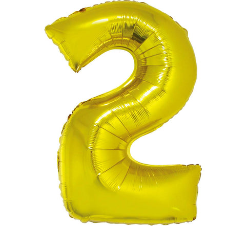 Balon za rojstni dan številka 2, zlata barva, 92 cm