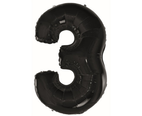 Balon za rojstni dan številka 3, črna barva, 86 cm