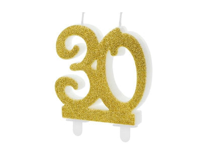Svečka številka 30, zlata barva, glitter