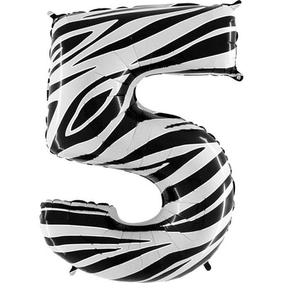 Balon za rojstni dan številka 5, Zebra, 102cm