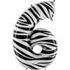 Balon za rojstni dan številka 6, Zebra, 102cm