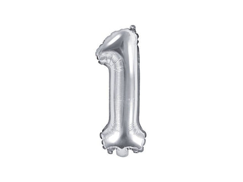 Balon za rojstni dan številka 1, srebrna barva, 35 cm