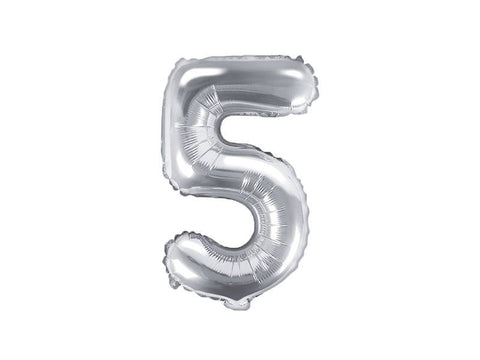 Balon za rojstni dan številka 5, srebrna barva, 35 cm