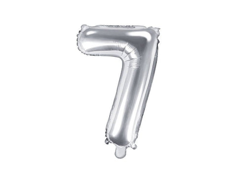 Balon za rojstni dan številka 7, srebrna barva, 35 cm