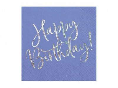 Papirnate serviete - Happy Birthday, modra barva