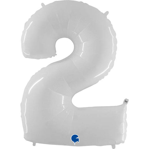 Balon za rojstni dan številka 2, bela barva, 102 cm