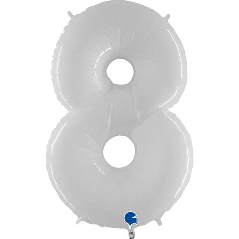 Balon za rojstni dan številka 8, bela barva, 102 cm