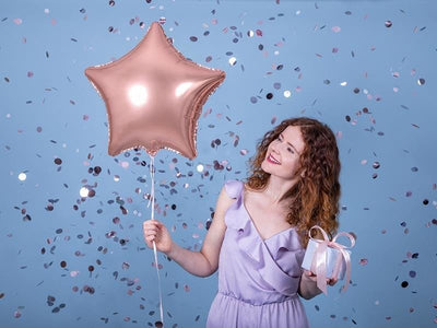 Balon folija Zvezda, roza zlata barva, 48cm