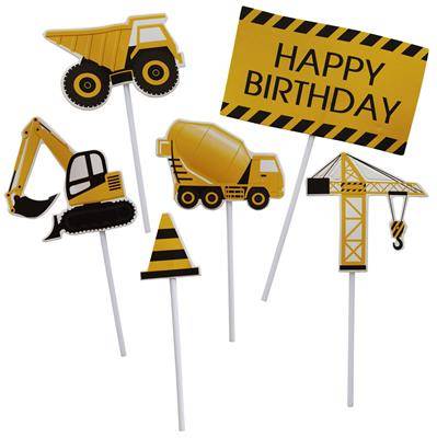 Topper za torto – Bagri, Gradbišče, 7 kos