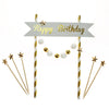 Topper za torto - Happy Birthday, zlata barva