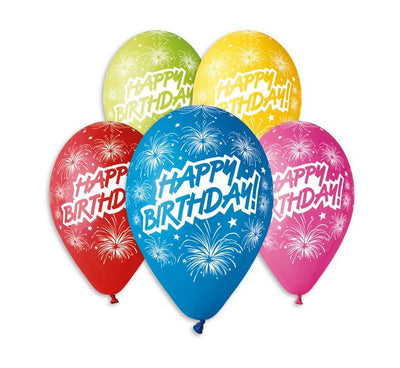 Baloni za rojstni dan "Happy Birthday", 30cm, 5 balonov