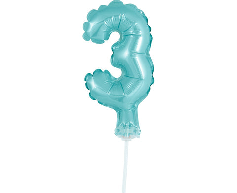 Balon na palčki – številka 3, modra, 13 cm
