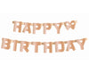 Viseč napis Happy Birthday, metalik roza zlata barva, 11 x 160cm